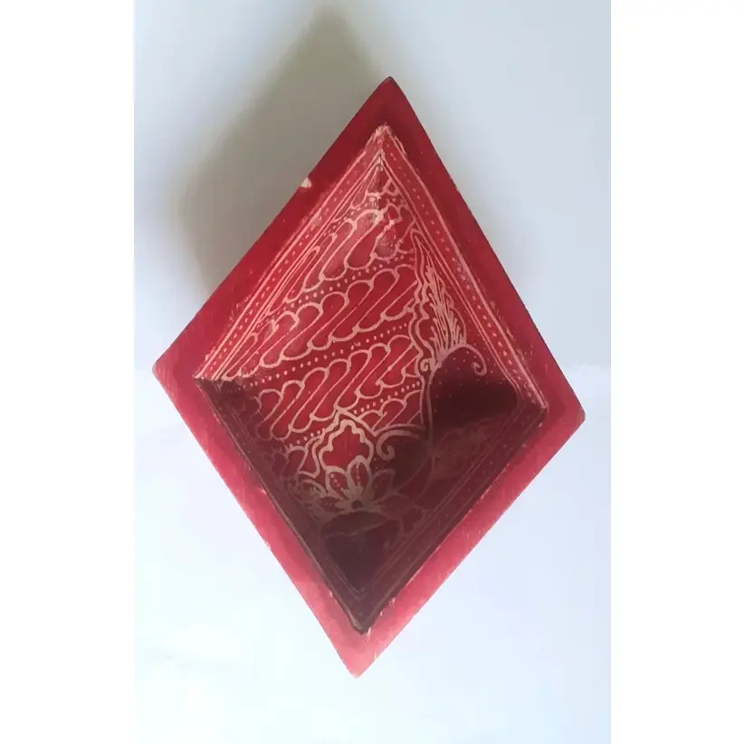 Artisan Diamond-Shaped Wooden Bowl